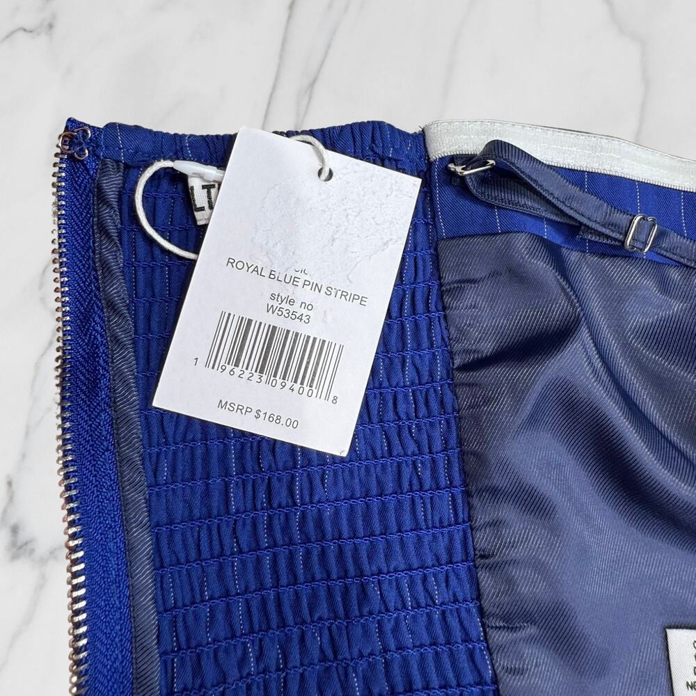 Walter Baker Tanvi Strapless Pinstripe Bustier Crop Top Blue XL - Picture 5 of 9